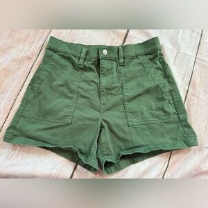 J Crew Women Utility Chino Shorts Size 28 High Waist Safari Beachy Preppy Green